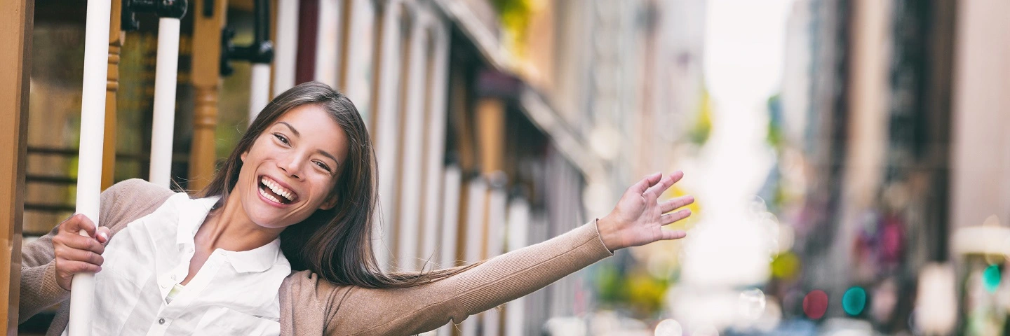 Woman waving